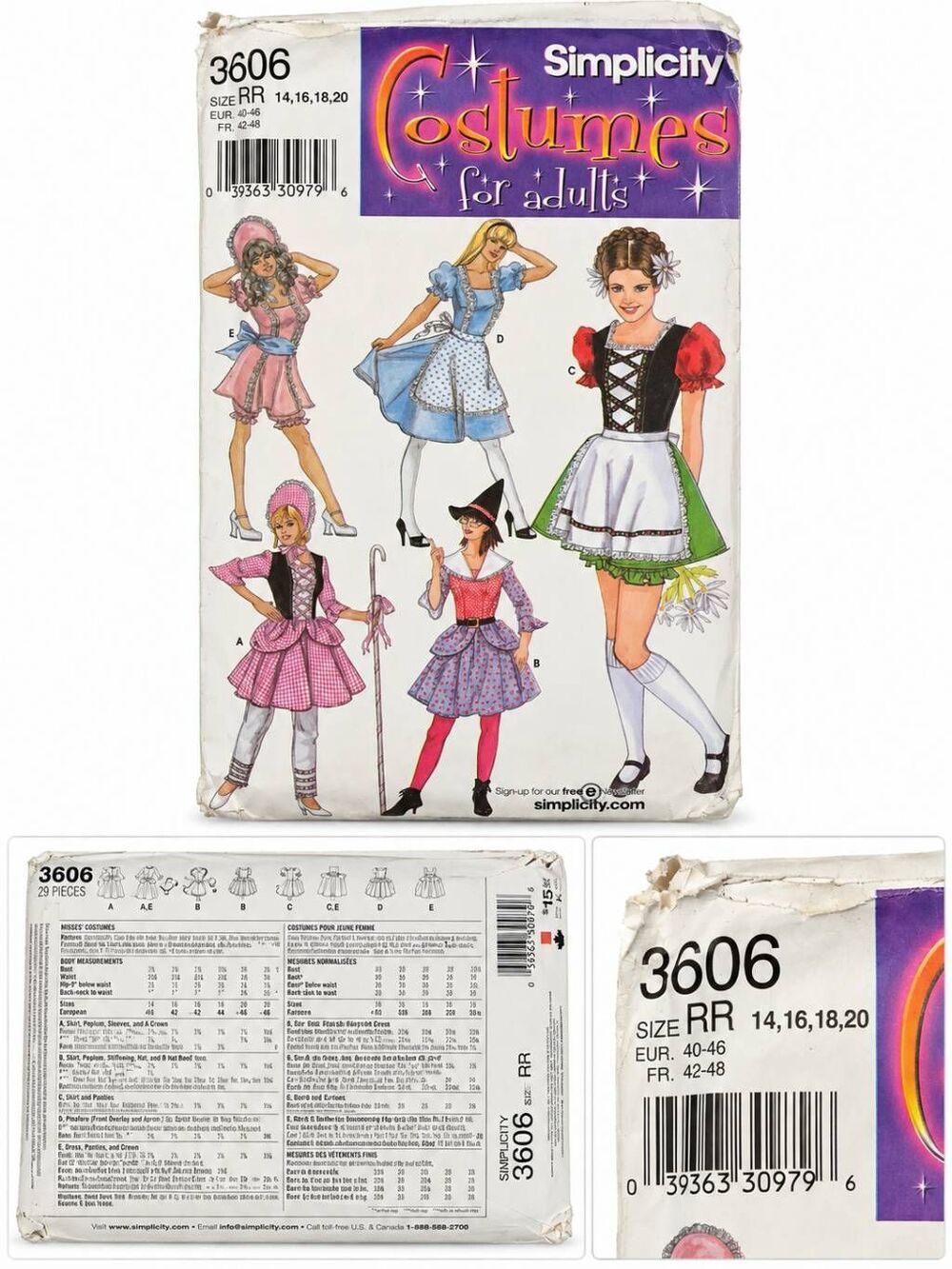 Simplicity 3606 Size 14-20 Adult Costume Sewing Pattern